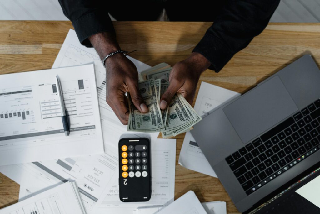 small business owner counting money